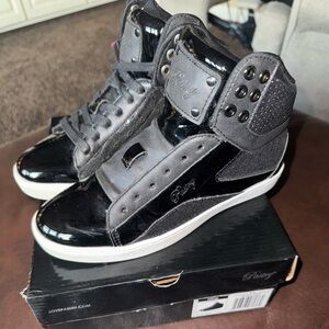 Pastry Black Pop Tart Glitter High Top Dance Sneaker Woman's Size 6.5 Shoes